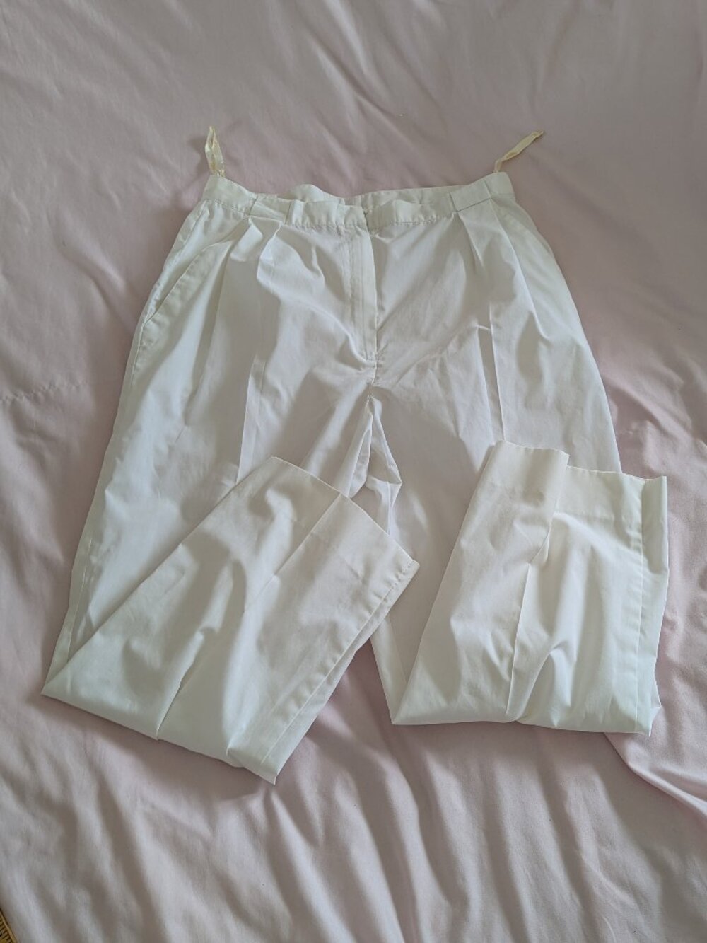Gold Label White Pleated Pants US 12 Made Hong Kong
